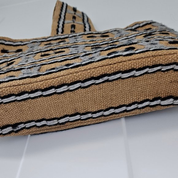 Vintage 1970's Hand Embroidered Burlap and Corduroy Purse - Picture 8 of 8